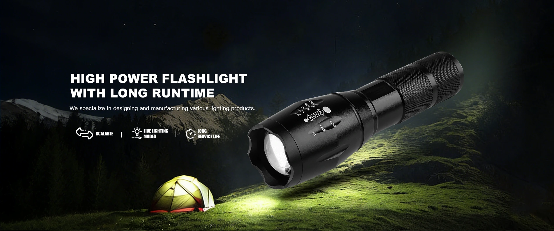 High power flashlight